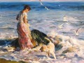 jolie fille chien goélands MIG 32 Impressionist